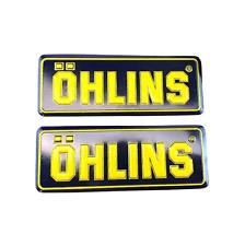 x2 OHLINS 3D Heatproof Metal Exhaust Badge Sticker Graphic Decal TWIN PACK