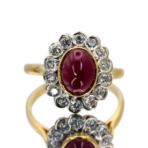 Ruby diamond ring yellow gold - ruby,