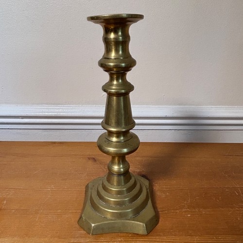 Brass single candlestick - brass,