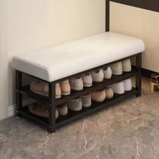 Metal Shoe Bench with Cushion