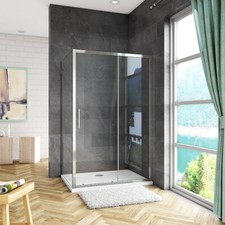 Aica 1850H Sliding Shower Door with Side Panel Safety Glass Screen Tray&Waste