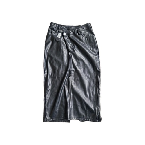 Black faux leather pencil - black,