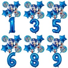 6pcs Sonic The Hedgehog Foil Number Balloons Birthday Decorations Boy Girl Sonic