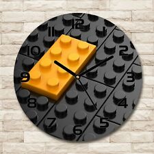 Glass Wall Clock fi 30 cm Lego bricks