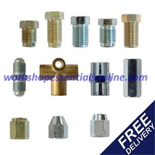 Brake Pipe Unions-Fittings-Ends Sizes for all Cars Metric & 3/8" UNF Copper Pipe