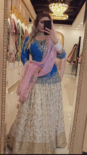 Blue long blouse choli - blue,