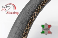 FOR TOYOTA SURF 93- BLACK LEATHER STEERING WHEEL COVER BEIGE STIT