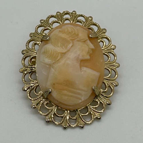 Coro carved shell cameo - carved, brooch