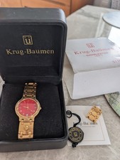 Krug-Baumen Charleston Mens Watch Gold & Red