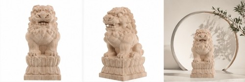 Wooden lion sculpture - wooden,