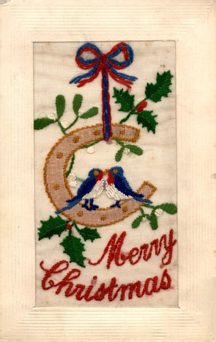Ww1 vintage embroidered silk - embroidered,
