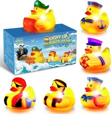 6 PCs Baby LED Light Up Bath Toy Rubber Duck Luminous Floating Fun Toddler Gift