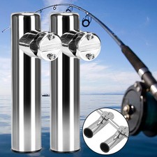2PCS Boat Stainless Steel Clamp On Fishing Pole Rod Holders For Rails 7/8" to 1"