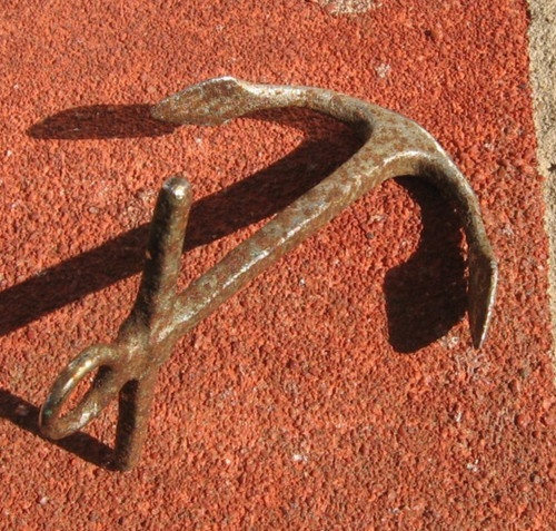 Vintage cast steel iron anchor - cast,
