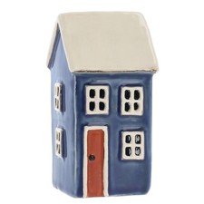 Shudehill Giftware Village Pottery Ceramic House Mini Tealight - Navy