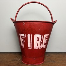 Vintage Red Fire Bucket - Rustic Metal Bucket - Ideal Planter / Kindling Bucket