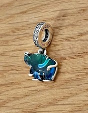 Pandora ALE S925 Blue Murano Glass Elephant Dangle Charm