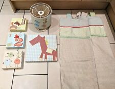 Next Nursery Set Ziggy & Friends Unisex Green, Yellow Curtains Lamp Shade Canvas