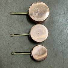 Copper Skillet Measuring Cups .Set Of 3 Small Skillets Brass Handles!