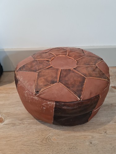 Vintage tan retro pouffe - vintage,