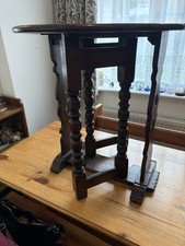Vintage/Antique Small Oak Drop Leaf Table with Barley Twist Gate Legs