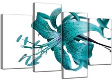 Large White Floral Flower Teal