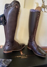 Imperial Riding Womens Dressage Boots Brown Croco Patent 40 Reg/Reg NWB!