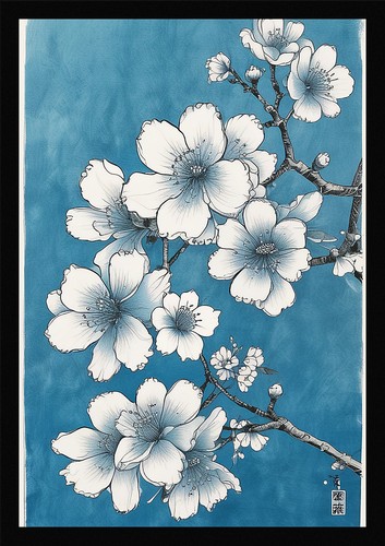 Vibrant cherry blossom framed - cherry,
