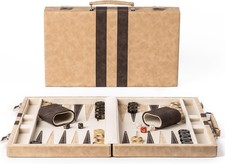 15"  Premium Backgammon Board Game Set in Leather Case for Adults & Kids