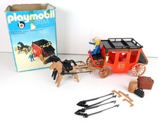 Playmobil Western 3245 Stagecoach + 5 Cowboys & Horses Vintage Complete Boxed