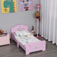 Kids Bed Princess Castle Theme w/ Side Rails Slats Home 3-6 Yrs Pink