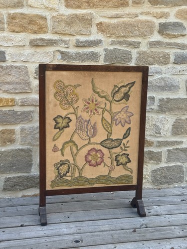 Antique oak framed fire - antique, screen