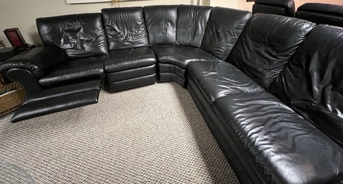 Black leather reclining - black,
