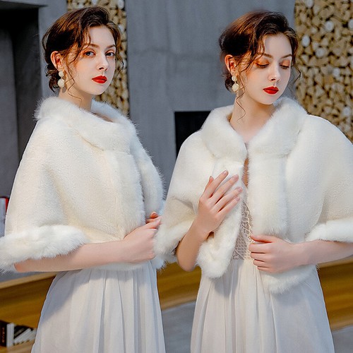 Bridal wedding ivory faux fur - bridal,