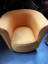 Large Yellow Fabric Tub Chair