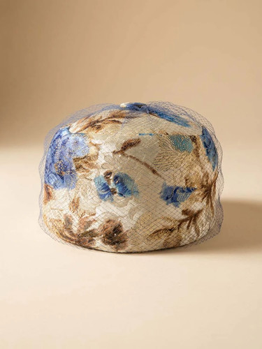 1950s blue gold floral - blue, &
