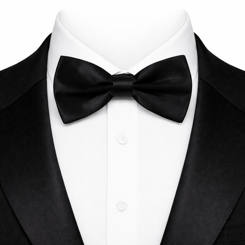 Black bow tie adjustable - adjustable, satin