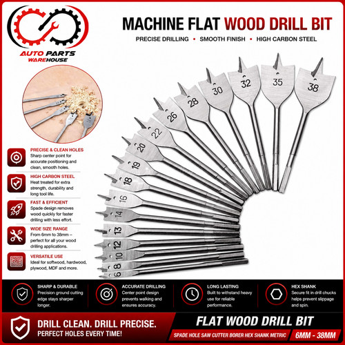 Flat wood drill bit - bit, hole