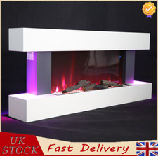 52"/40" Fireplace Suite Wall Mounted LED Electric Log Fire Glass Flame Heater UK