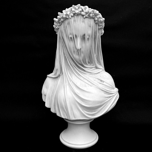 Veiled lady marble bust - veiled, /