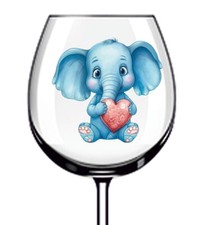 12x Elephant Valentines Day Colourful Wine Glass Van Vinyl Sticker Decal a4706