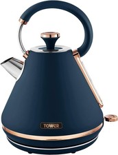 Tower T10044MNB Pyramid Kettle, 1.7 Litre, 3000 W, Midnight Blue and Rose Gold