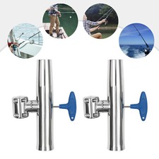 2PCS Stainless Steel Deck Mount Fishing Rod Holders For Boats Yachts With Rails