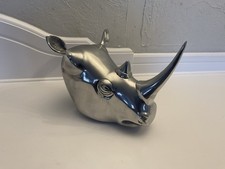 Cast Metal Rhinoceros Head Wall Mount Plaque Decor Loft Industry Home Decor