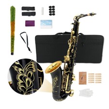 Yinfente Eb flat Alto Saxophone Kit with 10 Reeds ,8 Pads Cushions,Black gold