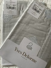 Yves Delorme SILENCE SILVER JACQUARD SATIN PAIR OF STANDARD PILLOWCASES  LUXURY