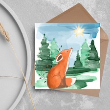 Christmas Fox Card, Woodland