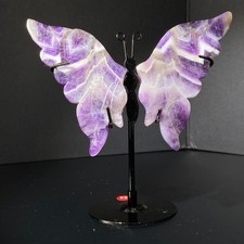 122g  Natural dreamy amethyst hand carved butterfly wing elf specimen