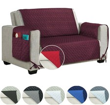 Sofa Slip Covers 1/2/3 Seater Reversible Quilted Throw Couch Cover Pet Protector