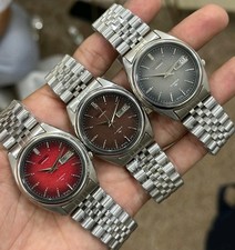 Lot of 3 Seiko Automatic Textured Dial Red, Gray,Brown Colour vintage 7009